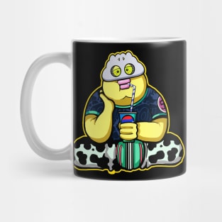 Dope Slluks fatty boy character sipping diet coke illustration Mug